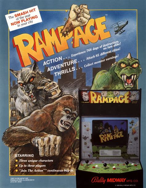 Arcade Flyer For Rampage A Titanic Monster Beat Em Up Released By