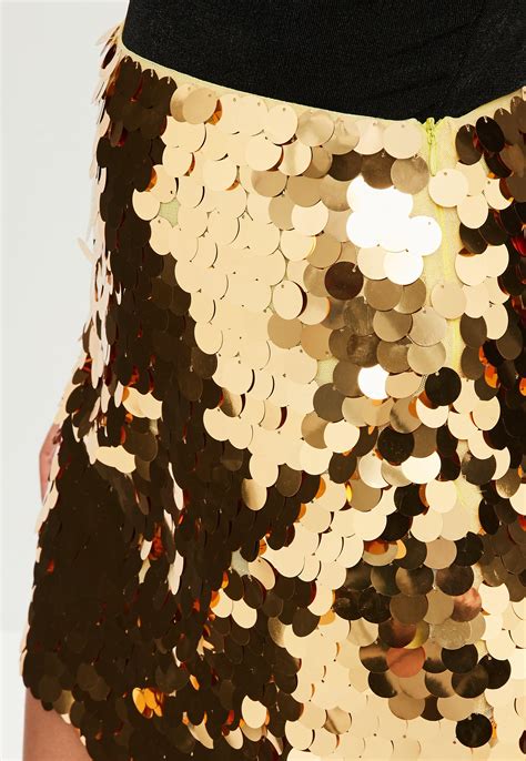 Lyst Missguided Gold Sequin Mini Skirt In Metallic