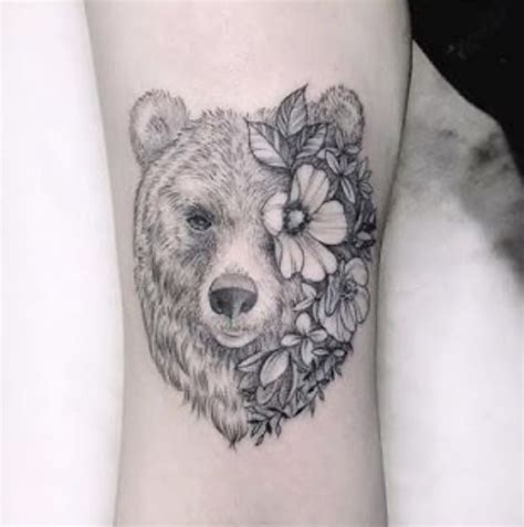 Flower Bear Tattoo Bear Tattoos Bear Tattoo Black Bear Tattoo