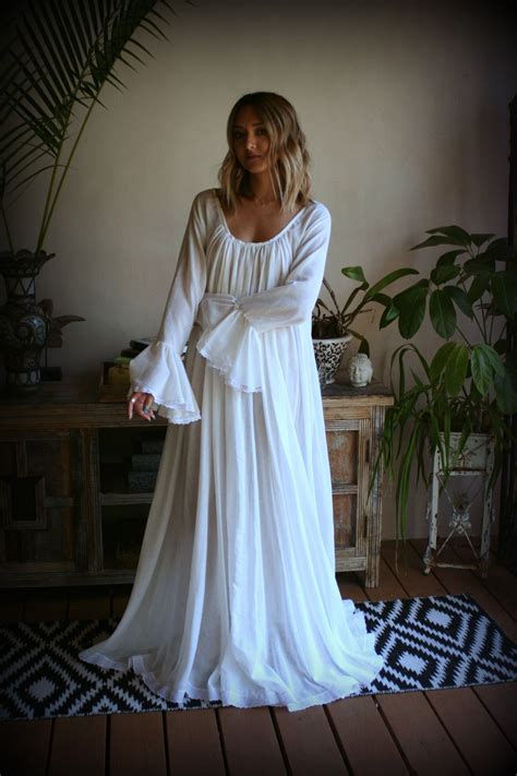 100 Cotton Nightgown Long Sleeve Jane Austen Full Sweep Etsy In 2020 White Nightgown Night