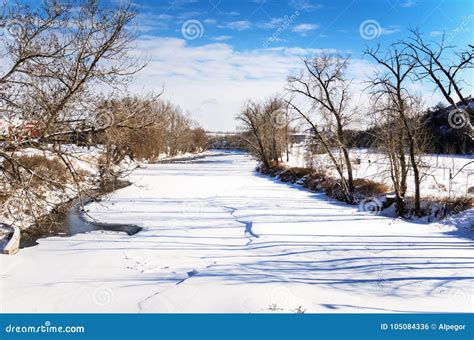 Frozen River On A Clear Winter Morning Stock Photo Image Of Building