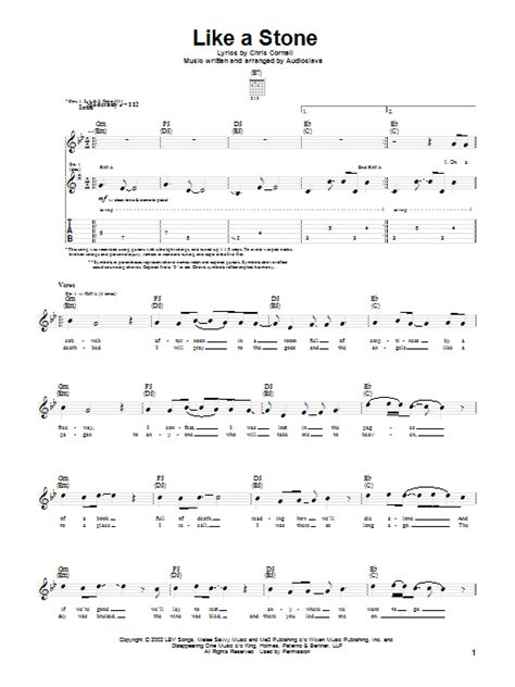 Audioslave Like A Stone Sheet Music Notes Download Printable Pdf