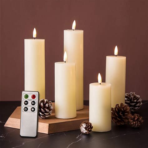 Girimax Ivory Slim Tall Flameless Pillar Candles With