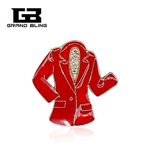 Grandbling Unique Jewelry Red Suit Shape Brooch Lapel Pins For Mary Kay