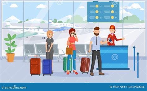 Passengers In Airport Terminal Illustration Stock Vector Illustration