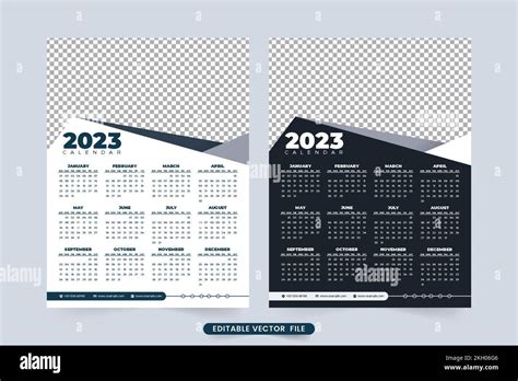 2023 New Year Wall Calendar Template Vector Annual Business Calendar