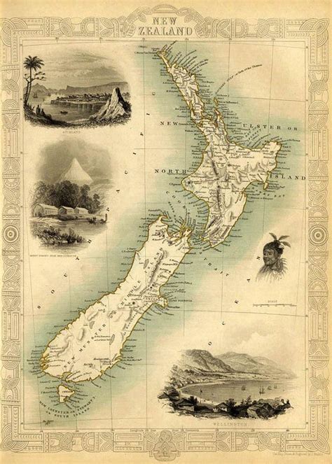 Antique New Zealand Map Print Fine Print Old Map Reproduction On