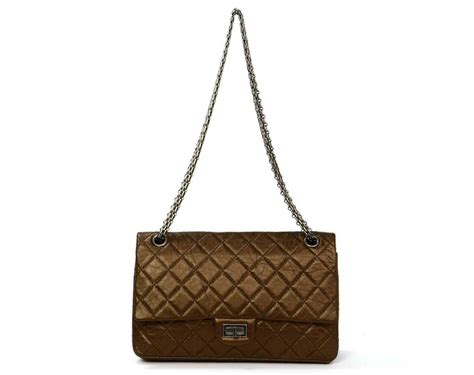 Chanel Bronze Distressed Leather Quilted 226 Double Flap 255 Classic