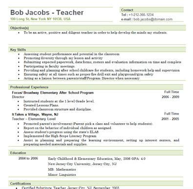 A résumé is a way to direct the interview: Free Sample Elementary Teacher Resume Template | Teacher ...