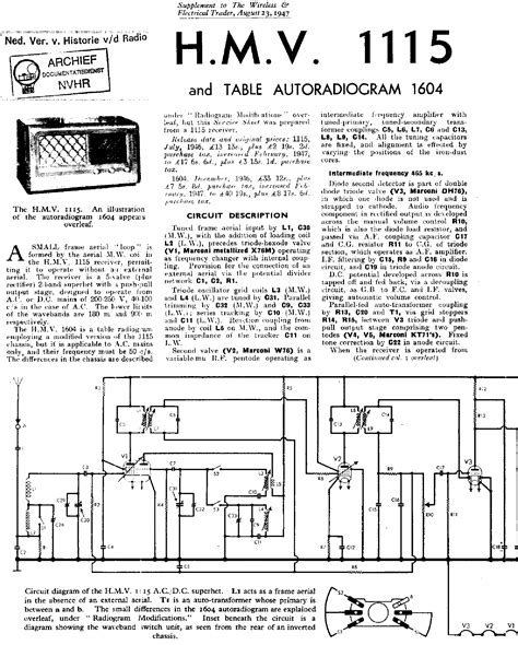 Hmv 1115 Table Autogram 1604 Receiver 1947 Sm Service Manual Download