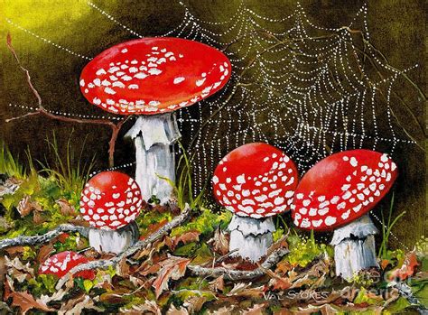 Magical Mushrooms No 2 Painting By Val Stokes