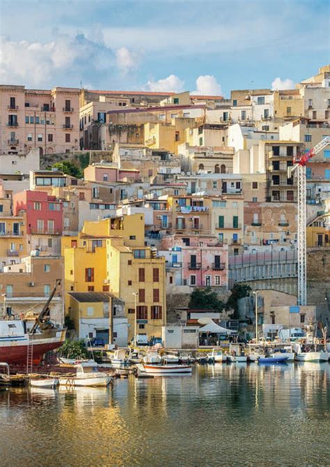 The Colorful City Of Sciacca Overlooking Its Harbour Province Of