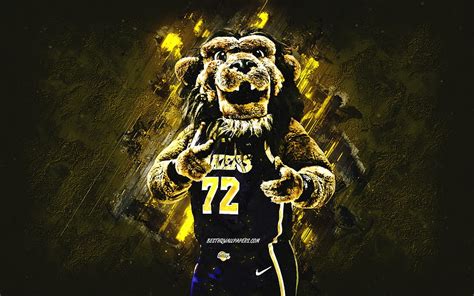 Bailey Nba Mascot Los Angeles Lakers Yellow Stone Background