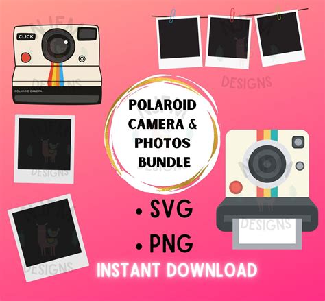 Polaroid Camera And Pictures Bundle Svg Png Files For Cricut