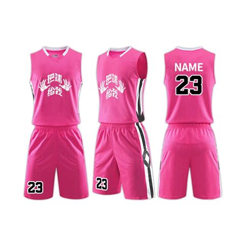 Customized College Basketball Jersey Color Pink And Shorts Designs