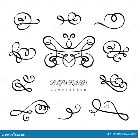 Set Of Vintage Calligraphic Flourishes Stock Vector Illustration Of