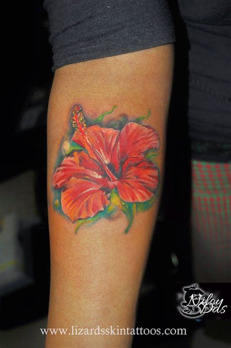 Hibiscus Flower Tattoo By Artist Niloy Das India Hibiscus Flower Tattoos Hibiscus Tattoo