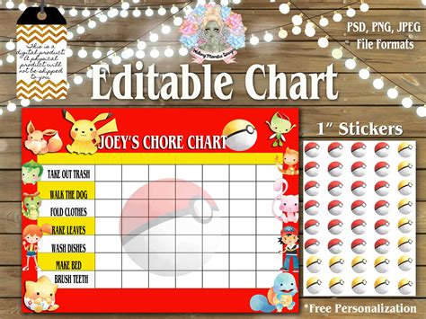 Kids Chore Chart Chore Chart Printable Pokemon Printable