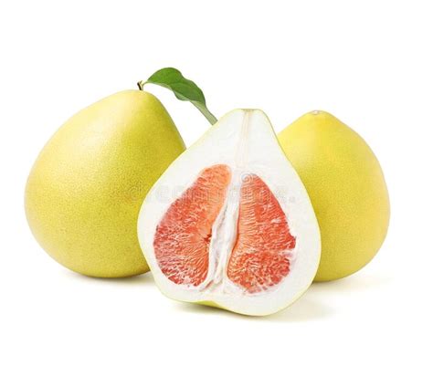 Tasty Whole And Cut Pomelo Fruits Isolated On White Stock Image Image