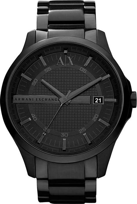 Armani Exchange Ax2104 Stainless Steel And Leather Watch In Black For