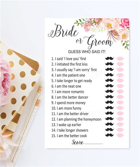 Guess Who Said It Bridal Shower Games Question Game Bride Etsy Australia