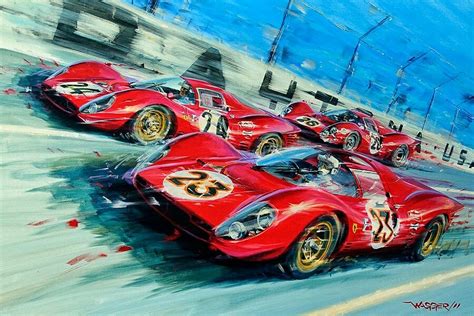 1 2 3 Win For Ferrari At The 1967 24 Hours Of Daytona ~ Artwork By