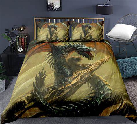 Duvet Cover With 2 Pillowcases 3d Printed Dragon Bedding Set Etsy