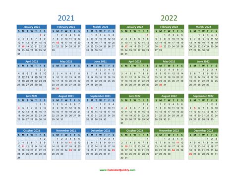 2021 And 2022 Calendar Calendar Quickly