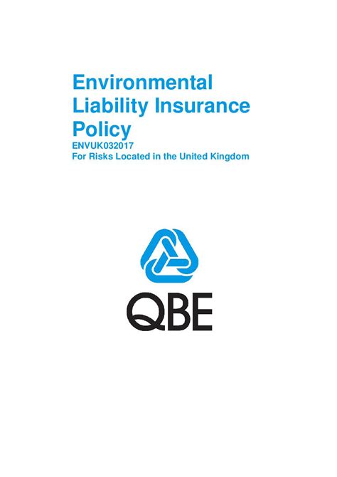 Environmental Liability Insurance UK Policy ENVUK032017 ...