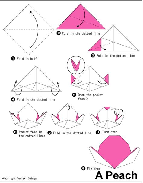 Peach Easy Origami Instructions For Kids