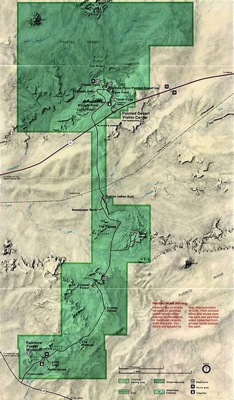 Petrified Forest National Park Map Arizona Ex