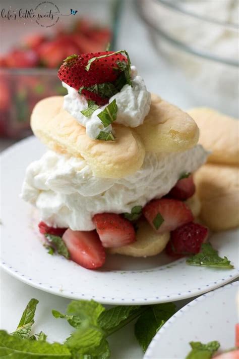 Great for your last minute dinner or as successful snack. Strawberry Mint Shortcake with Ladyfingers - Dessert ...