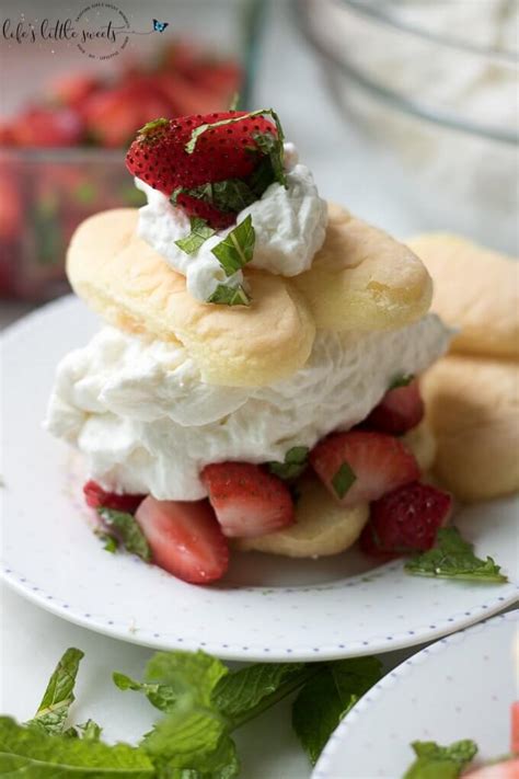 This lady finger dessert is one of my go to recipes when i have guests. Strawberry Mint Shortcake with Ladyfingers - Dessert, Sweet, Easy