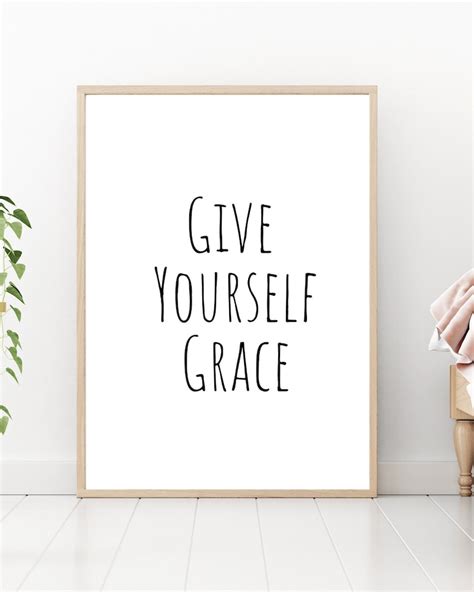 Give Yourself Grace Quote Print Typography Wall Art Etsy