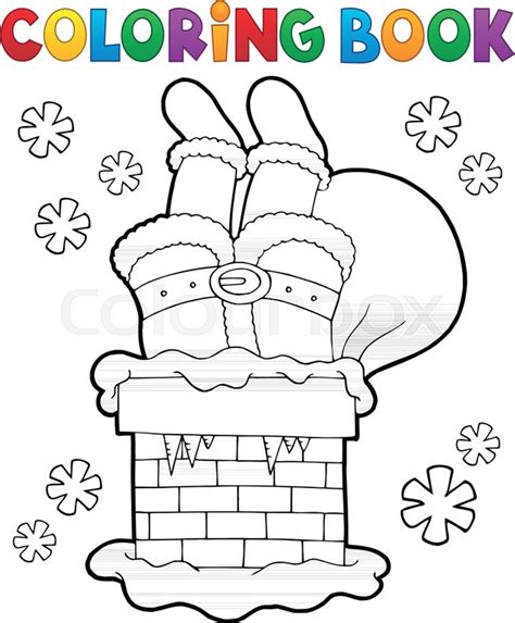 Coloring book chimney with Santa Claus | Stock vector | Colourbox