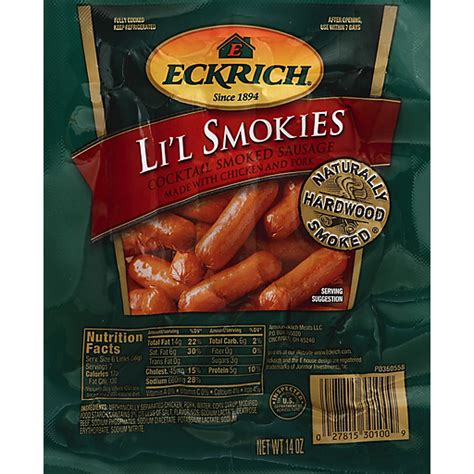 Eckrich Li L Smokies Cocktail Smoked Sausage Oz Pack Deli Selectos