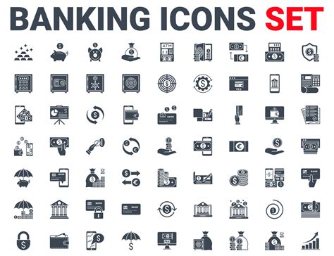 Set Banking Icons Glyph By Vector Design Thehungryjpeg
