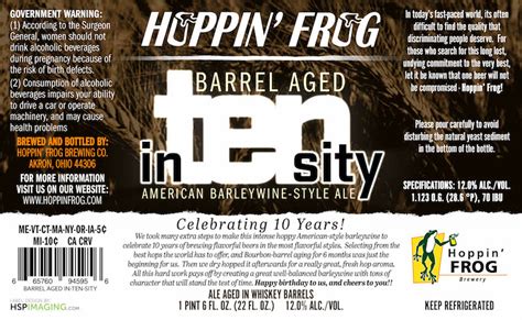 Hoppin Frog Barrel Aged In Ten Sity Release For 10th Anniversary