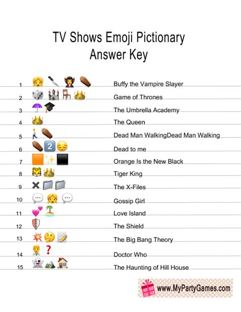 Free Printable Tv Shows Emoji Pictionary Quiz Guess The Emoji Answers