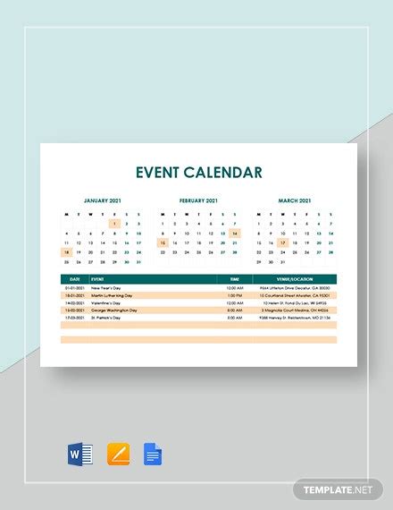 25 Event Calendar Templates Free Samples Examples Formats Download