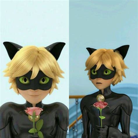Two Cartoon Characters Dressed In Black Cats With Green Eyes And Blonde