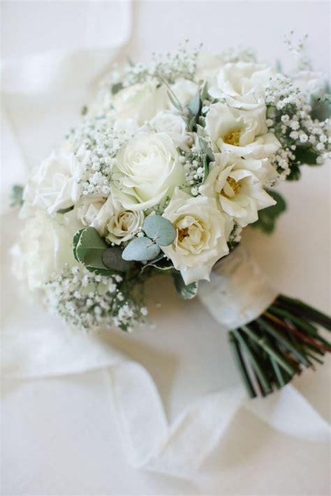 White Roses And Babys Breath Wedding Bouquet Ideas Emmalovesweddings