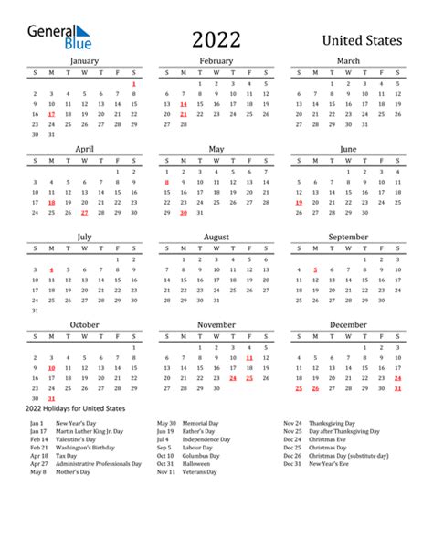 If you are not sure, select the print preview option first, and then print. 2022 Calendar - United States with Holidays