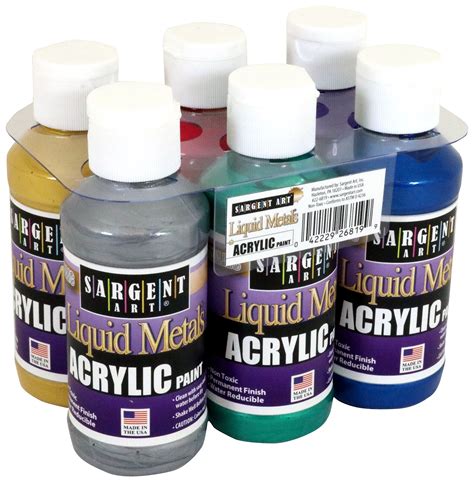 Sargent Art 22 6819 Liquid Metals 4 Oz Metallic Acrylic Paints 6