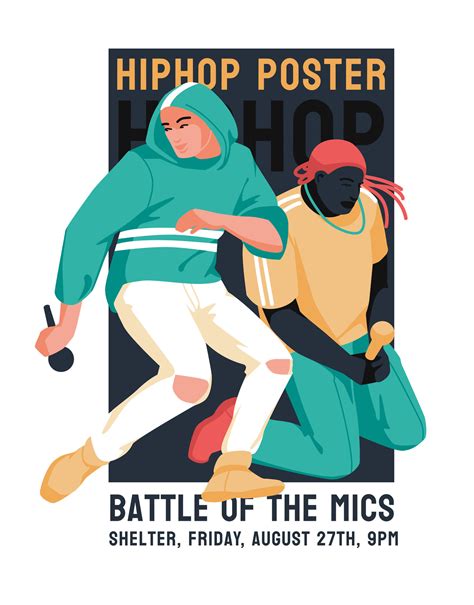 Hip Hop Battle Microphones Two Musicians On Stage Subculture Flyer