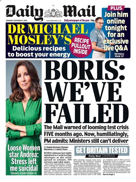 Daily Mail Front Page 21st Of September 2020 Tomorrows Papers Today