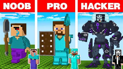Minecraft Noob Vs Pro Vs Hacker Lego Statue House Build Challenge In