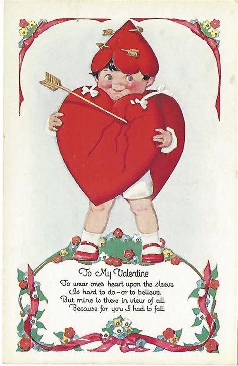 1930s Vintage Valentines Day Postcard To Wear Ones Heart Upon Ones