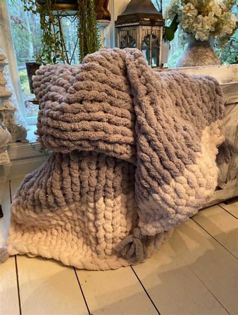 Large Chunky Cozy Hand Knit Chenille Throw Blankets Giant Etsy Uk