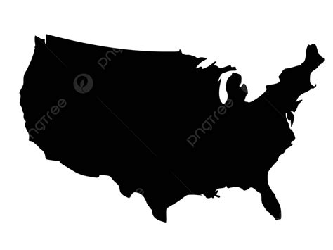 United States Of America Depicted In Black Silhouette Map Vector